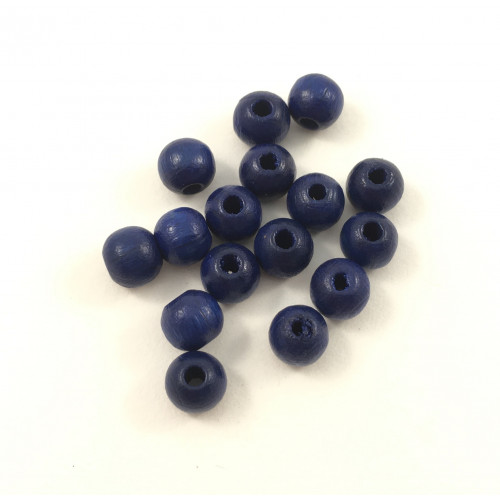 Round blue 6 mm wood beads (pack of 10)
